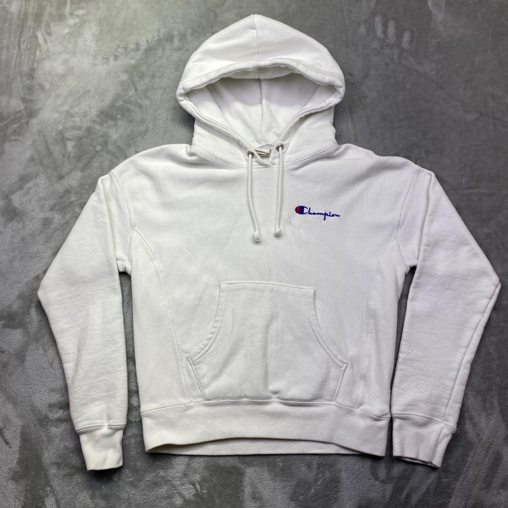 Champion Reverse Weave Hoodie Womens Extra Small XS Sweatshirt Pullover White